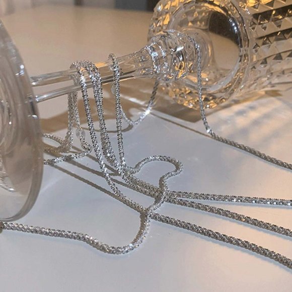 925 Silver Sparkling Clavicle Choker Length Necklace - Picture 9 of 12